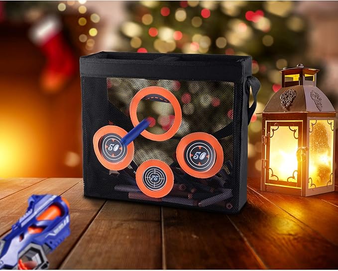 Hely Cancy Portable Shooting Practice Target Toy Storage Mesh Bag Compatible with Nerf Darts for Kids 6+