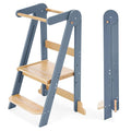 Nordi Foldable Toddler Kitchen Tower, Montessori Kitchen Stools Helper, Standing Tower with 3 Adjustable Heights, Suitable Age for 2-6 Years, Grey