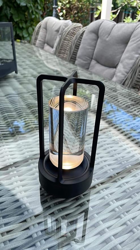 Klarako Crystal Lantern Lamp – Modern Cordless Rechargeable Bedside & Outdoor Light, Portable Wireless Lamp – Dimmable Touch Control – Luxury Living Room & Hotel-Style Lighting (Black, 40-Pack)