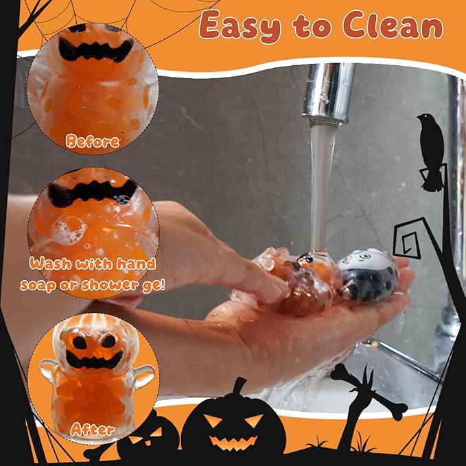 24-Piece Halloween Squishies – Halloween Stress Balls Miniatures for Kids and Adults, Squishy Fidget Toys for Halloween Party Favors, Halloween Prizes, Trick-or-Treat Giveaways