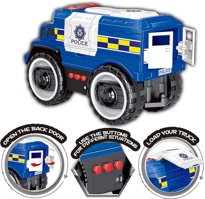 Liberty Imports Big Wheel Police Monster Truck Toy, Friction Powered Police Car for Kids with Lights & Sounds – Large Wheels, Opening Doors, and Realistic Police Siren Effects