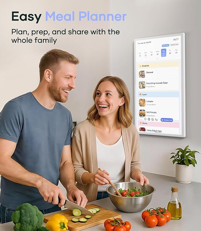 Cozyla Mate Digital Calendar+ 2: 32 Inch Wall Touch Screen Chore Chart Customize Dashboard Smart Electronic Calendar for Family Schedules Meal Planner Supports All Google Play Apps Wall Mount White