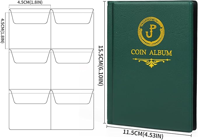 Uncle Paul Coin Album Coin Holder Coin Collection Book for Half Dollar/Small Dollar/50 Pence/Two pounds 60 Pockets CS3706GR