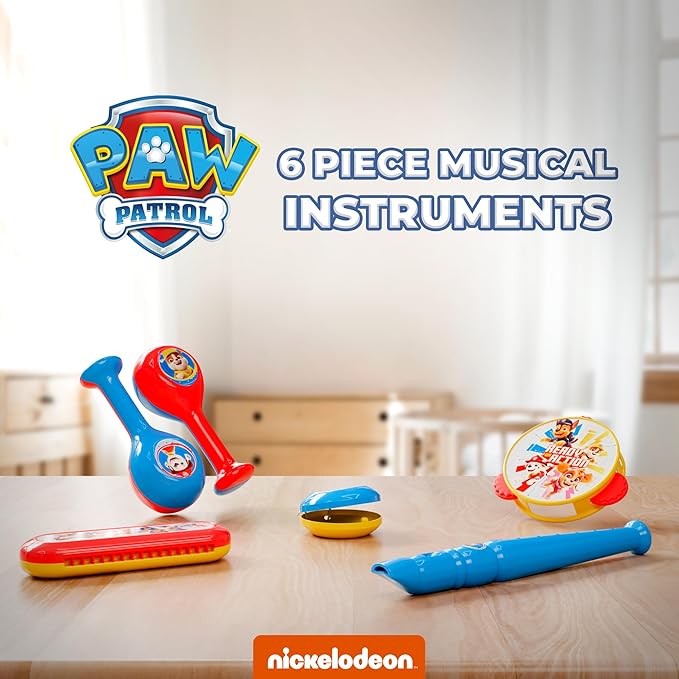 Lollipop Little Tikes Musical Instruments Set - Flute, Maracas, Harmonica, Tambourine for Toddlers, Educational Musical Toys Toys for Kids 24 Months+ (Paw Patrol red)