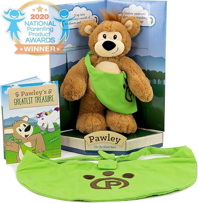 Plushible Pawley Book Set – Teddy Bear Stuffed Animal with Matching Bag & 'Pawley’s Adventure' Book, Soft Plush Toy for Babies, Toddlers & Kids, Ideal for Birthdays & Special Occasions