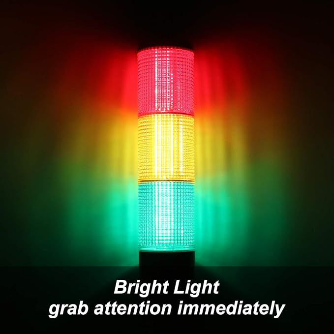 Tower Stack Lights, Industrial Warning Signal Lights Tower Lamps Column, Factory Workshop Safety RGB Signal Indicator, LED Andon Lights (12V, 3 Layers, with Sound)