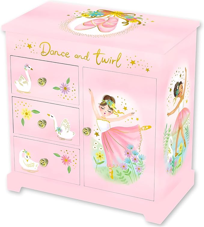 Ballerina Musical Jewelry Box for Girls - Ballerina Toys for Girls Age 4-6 - Kids Jewelry Box with Drawers - 9 x 5 x 9.3 in