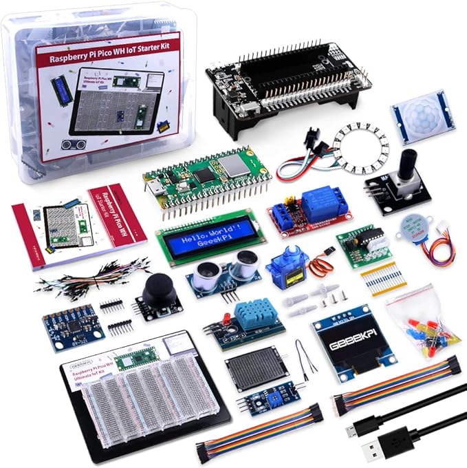 GeeekPi Ultimate Kit for Raspberry Pi Pico W with Headers, Detailed Tutorials, Project Examples, Various Items for MicroPython Programming