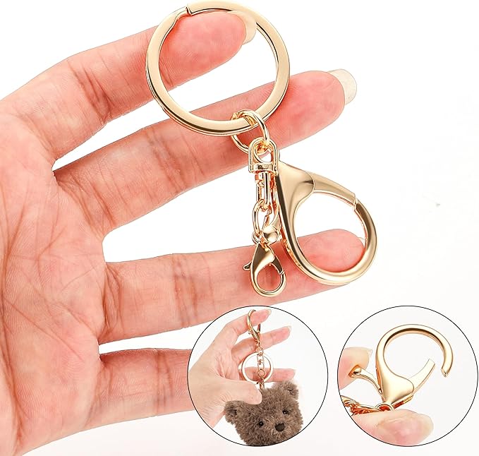 10 Pack a Set Metal Lobster Claw Clasps and Key Rings, Key Chain Accessories, Keychain Making kit for Keys, Art Crafts, Jewelry Making, Light Gold