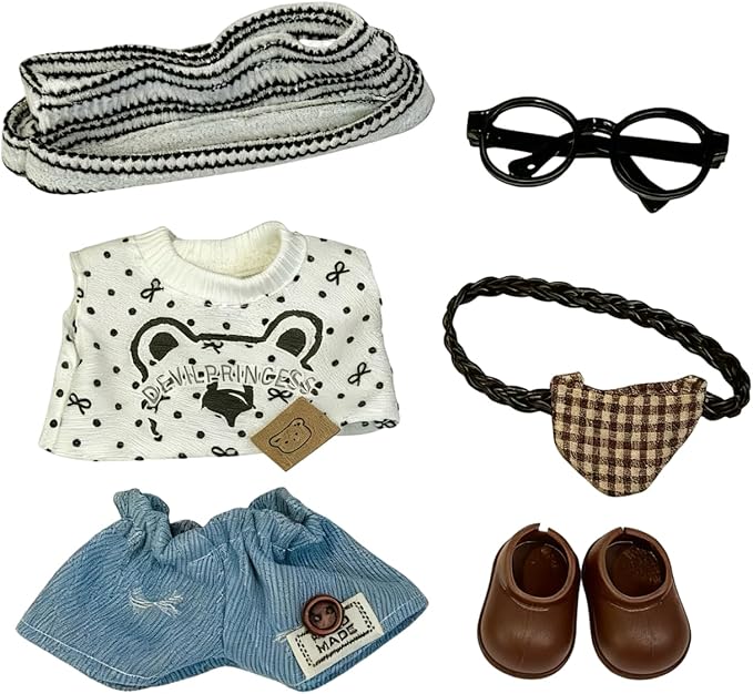 17cm Doll Clothes Set Luxurious Chic Fashion Ensemble with Stylish Accessories for Adorable 17cm Dolls Soft Fabric Dress-Up Sets with Playful Designs, Easy to Wear (Doll Not Included)