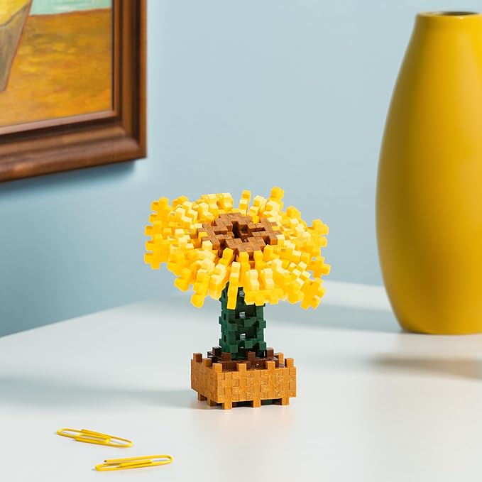 Plus Plus Inspired Art History Building Set, 3D Painting Kit & Craft Supplies for Kids, 350 Mini Interlocking Open Ended Pieces - Van Gogh, Sunflowers