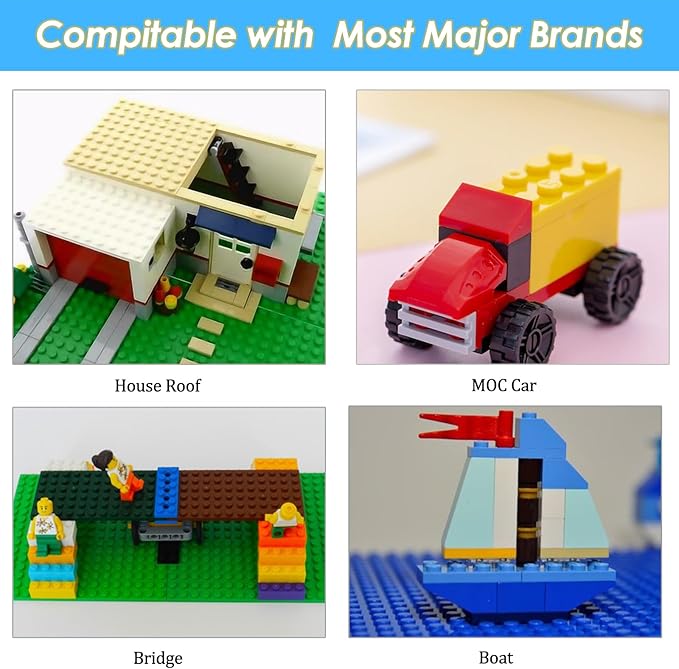 130 Pieces Classic Building Plate, 3 Color with 11 Size Baseplate, Base Plates Compatible with Lego Parts and Pieces, Building Bricks, for Most Brands (Dark Grey, Light Grey, Brown)
