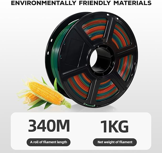 FLASHFORGE PLA Filament 1.75mm, 3D Printer Filament 1kg (2.2lbs) Spool, Dimensional Accuracy +/- 0.02mm, 3D Printing Filament Easy to Use and Fits for Most FDM 3D Printers (Rainbow)