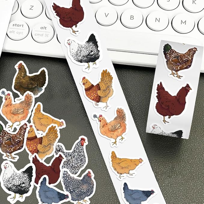 500Pcs Waterproof Chicken Stickers, Cute Vinyl Decals for Water Bottles, Phones, Laptops, Hydro Flasks, Teens Boys Girls School DIY Crafts, Durable Aesthetic Stickers