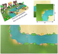 Taken All Grassland Rivers Pattern Baseplate 10" x 10" - Building Brick Base Plate Perfect Combination with Major Brands,for City Roads Building Blocks Kids Toy (1 Straight + 1 Curve)