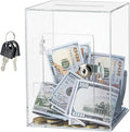 Hicocool Clear Piggy Bank with Lock, Acrylic Piggy Bank with Key for Adults Kids Openable, Reusable Money Saving Box for Birthday (Clear)