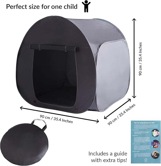 Sensory Play Tent | Calming Hideout for Kids | Sensory Den | Pop-up | Blackout | Indoor Tent | Easy to Setup | Helps with: SPD, Anxiety, ADHD, Autism & More | Single Size