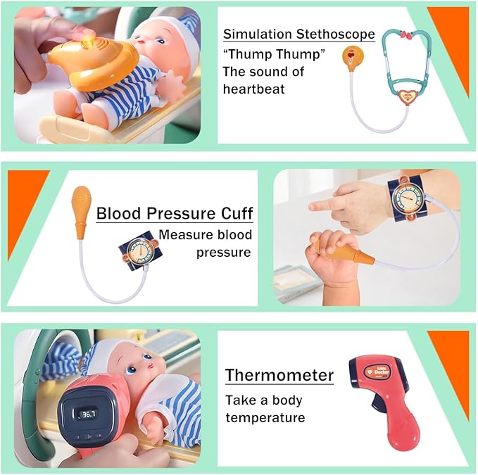 Doctor Kit for Toddlers 3-5, Kids Doctors Play Set with Medical Tools and Toy Stethoscope ,Toddler Doctor Play Set,Doctor Kit for Kids 6-8 (CT)