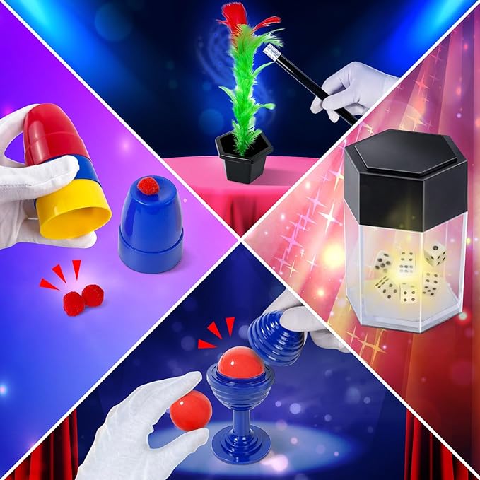 Magic Kit, Magic Tricks for Kids Age 6-8, 40 Magic Tricks with Instructions for Girls Boys Beginners to Perform, Gift for Boys Girls Kids