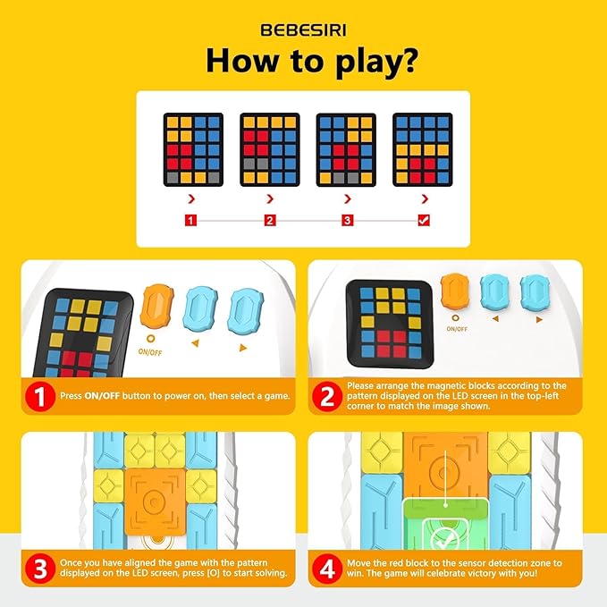 Super Slide Puzzle Game – Rechargeable Brain Teaser Unlock 500+ Levels of Electrifying Sliding Puzzles，A Dazzling Electronic Brain Challenge with Addictive Puzzle Fun for All Ages.