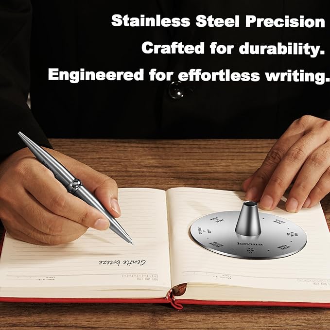 Fidget Decision Spinner Pen - 3-in-1 Magnetic Stress Relief Tool, Refillable Silver Metal Pen, Fun Decision Maker and Office Desk Decor, Unique Gift for Teens & Adults, Luxury Pen Set