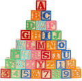 Wooden ABC Toy Building Blocks for Toddlers 1-3 36 PCS Wood Alphabet Number Blocks for Stacking Learning Preschool Educational Montessori Sensory Toys for Kids Boys Girls Gifts 1.7"