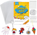 175 Pieces Shrink Plastic Sheet Kit Includes 25 Pieces Shrink Plastic Sheets and 150 Pieces Accessories for Making Key Chains, Christmas Ornaments, Kids' Birthday Presents