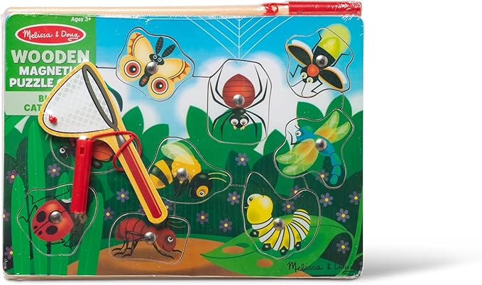 Melissa & Doug Magnetic Wooden Puzzle Game Set: Fishing and Bug Catching