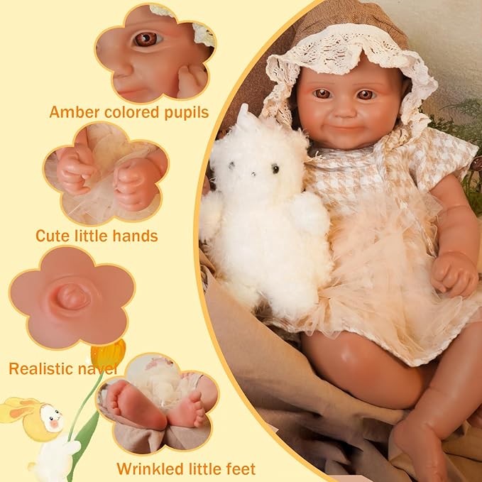 Reborn Baby Dolls Silicone Full Body 18.1in Weighted Real Life Open-Eyes Girl Dolls Lifelike Newborn Baby Soft Body Flexible Limbs Not Vinyl