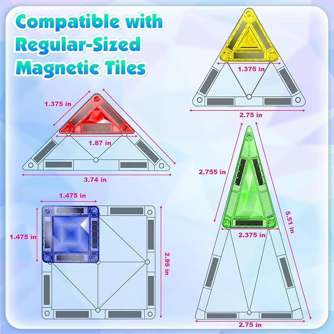 Mini Diamond Texture Magnetic Tiles with Iron Box, 40 PCS Travel Magnetic Tiles, STEM Educational Building Set Construction Toys for Kids Ages 3+, Portable Building Toys for Toddlers, Boys & Girls