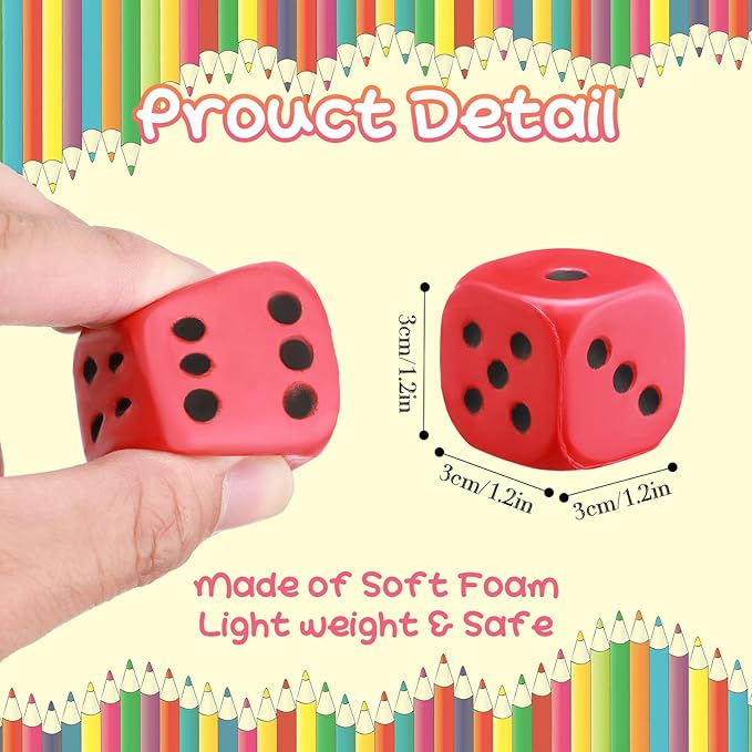 36 Pieces Foam Dice Colorful Cubes Block of Dice with Number Dots for Boy Girl Over 3+, Building, Educational Toys, Math Teaching, Pastime, Party Favors and Classroom Supplies