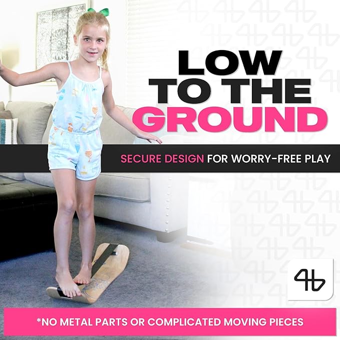 Balance Board for Kids - Slackline Wooden Wobble Board - Slackboard Balance Trainer for Coordination - Training for Skateboard, Snowboard, Football, Soccer, Baseball, Basketball