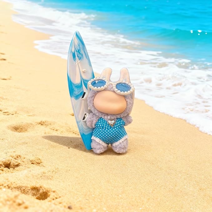 15/17cm(6.7inch) Doll Clothes, Stylish Summer Beach Set - Complete Fashion Outfit with Blue Swimsuit, Surfboard, Necklace, Glasses for 15cm/17cm Dolls.(Doll not Included)