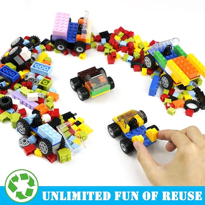 Classic Bricks Wheels and Axles Sets, Over 400pcs Car Parts and Pieces Tires, Educational Building Kits Toys