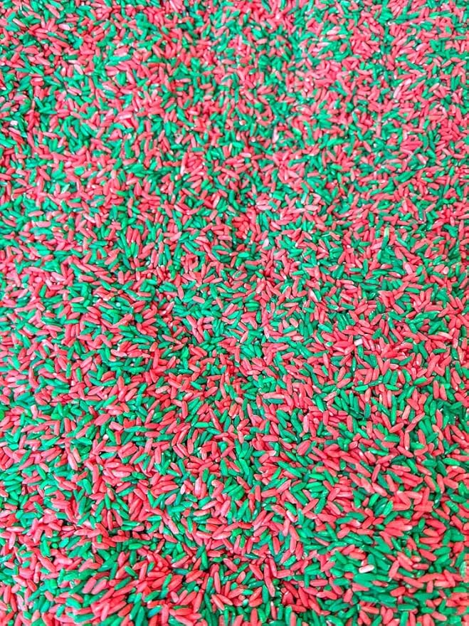 Sensory Bin Filler for Sensory Table - Colored Rice for Sensory Play (Christmas RG)