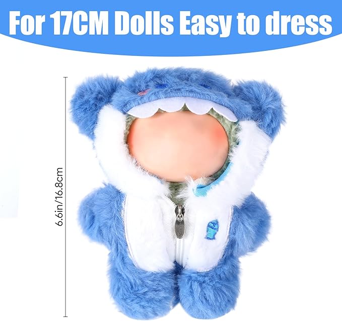 17cm Doll Clothes Outfits,Plush Shark Outfit and Clothes Accessories for 6.7 Inches Doll Clothes,Faking Animal Outfit Jumpsuit,Cute Fashion Dress Up Clothes Accessories for Dolls