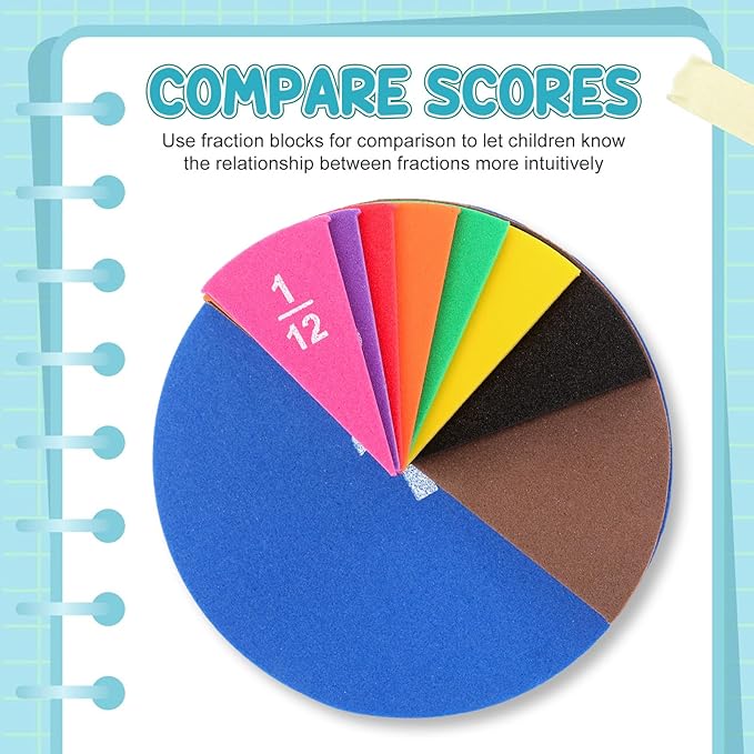 12 Sets Fraction Set for Math Classroom Fractions Manipulatives Math Manipulatives for Home School Supplies (Circles)