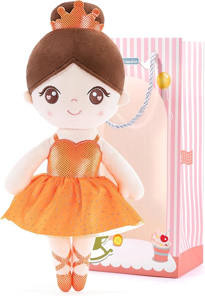 Gloveleya Baby Girl Gifts Dolls Soft Plush Toy Ballet Girl Doll Orange 14 Inches with Gift Box…