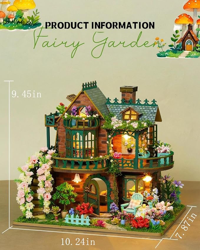 OZJAY Miniature House Kit, DIY Wooden Dollhouse Miniature Kit, Dollhouse Kit, Mini House Building Kit for Adult Teen, Fairy Garden