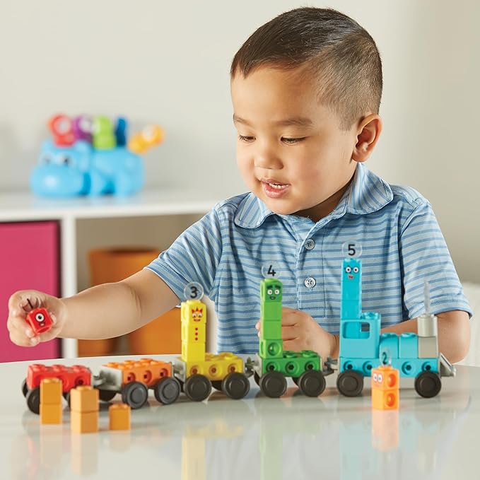 hand2mind Numberblocks Express Train MathLink Cubes Activity Set, Preschool Learning Activities, Train Toy, Counting Blocks, Number Toys, Kids Educational Toys, Math Manipulatives for Preschoolers