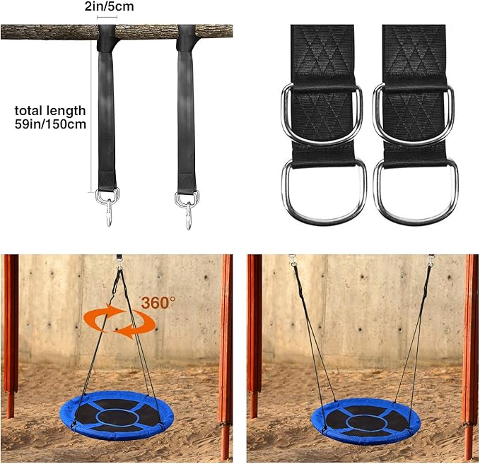 RedSwing 40" Flying Saucer Tree Swing for Kids Outdoor, Large Round Tire Swings for Trees and Swingset, Strong Heavy Duty for Outside Playground, 500LBS Weight Capacity, Blue