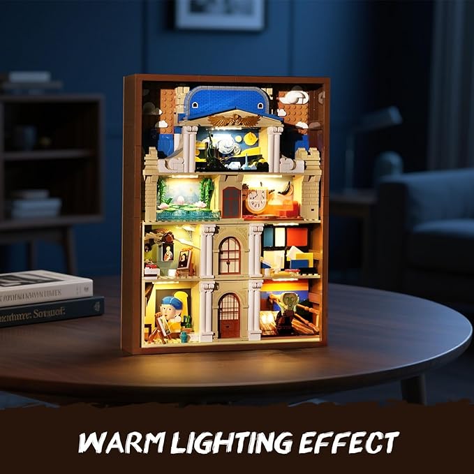 Artworks Painting Frame Building Set with Lights, Artistic Painting Building Brick for Home Office Decor, Collectible Art Building Block Kit for Adults Boys Girls Ages 12+ (Not Wall-Mountable)