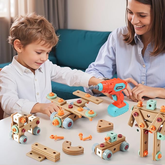 Kids Tool Set with Drill,120Pcs Toddler Tool Set with ToolBench,Montessori Toy for 2+Year Old,Educational STEM Construction Toys for Ages 2-4,Pretend Play Toddler Toys 3-5 Year Old Birthday Gift