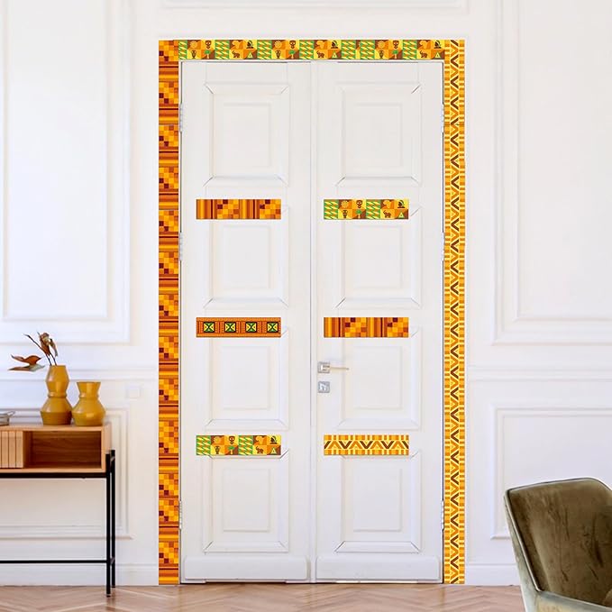 BeYumi African American Border Trim - 80Pcs Juneteenth Kwanzaa Holiday Kente Cloth Bulletin Board Borders Back to Shcool African American Celebration Party Classroom Office Poster Decoration