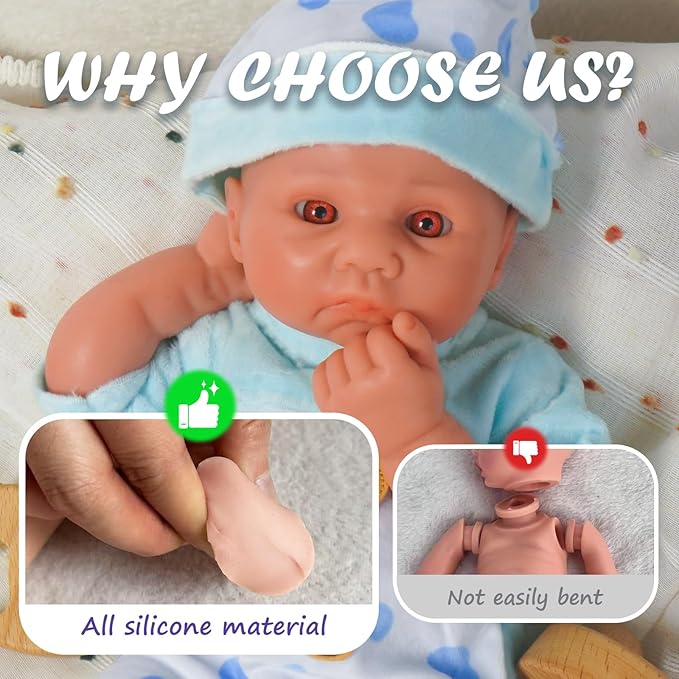 Reborn Baby Dolls Silicone Full Body 15.4in Weighted Real Life Open-Eyes Boy Dolls Lifelike Newborn Baby Soft Body Flexible Limbs Not Vinyl