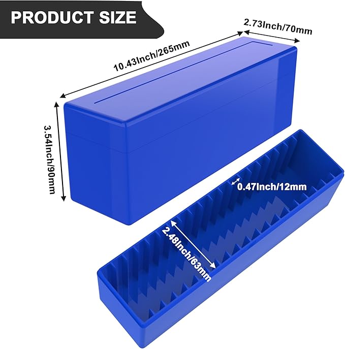 Plastic Coin Slab Storage Box – 20-Slot Coin Holder Organizer Case Fits for PCGS NGC PMG PCCB Slabs, Secure Coin Collection Box for Collectors, Home, Office, Bank Use (Box Only, Blue)