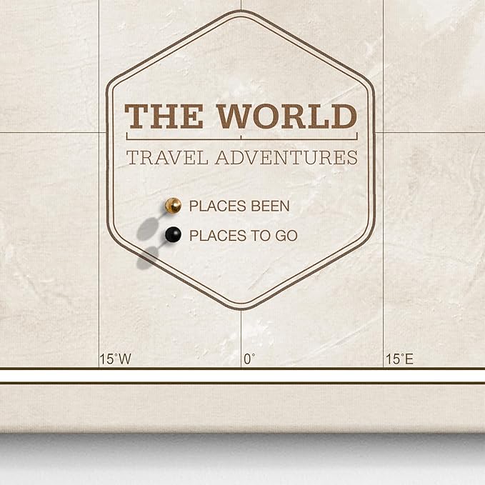 Canvas World Map with Cork Pin Board - English Lettering - Decorative Wall Decoration for All Rooms - Canvas Pictures with World Map Motif (90x60 cm, Pattern 16)