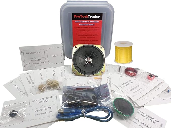 Make: Electronics 2nd Edition Component Pack 3 Deluxe - Electronic Kit with a ATmega328P Based Microcontroller for Teen to Adult Schools STEM Educational Programs Learning Circuit