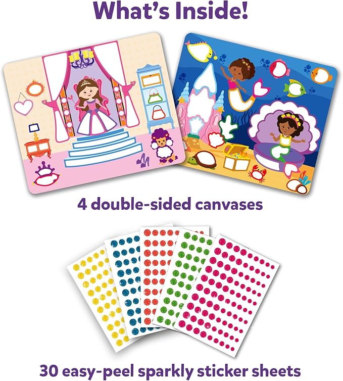 Skillmatics Dot It Art - Unicorns & Princesses, 500+ Sparkly Stickers, Mess-Free Fun for Kids, Stocking Stuffers, DIY Scrapbooking Craft Kits, Travel Toys, Christmas Gifts for Ages 3, 4, 5, 6, 7