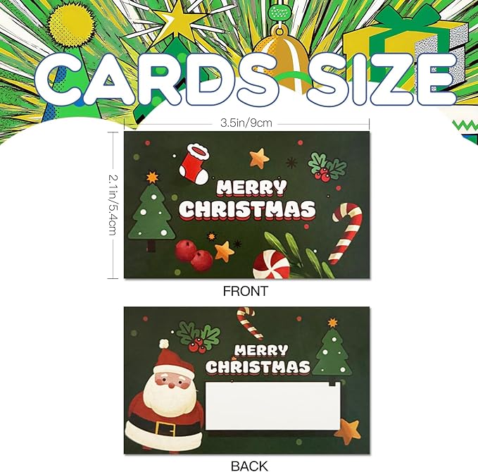 50 Pack Scratch Off Cards, DIY Custom Christmas Scratch Off Stickers, Your Own Game Tickets for Prizes Gift Scratch Cards for Small Business Holiday Birthday Party Favors Games Supplies (Green)